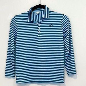 Prodoh Boys Navy Blue & Light Blue Striped Performance Polo Shirt